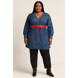 Red Faux Leather‎ Obi Belt – Adjustable Wrap Style, 4-Inch Wide